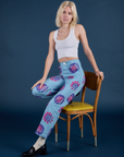 Floral Painted Work Pants in Blue and Cropped Tank in Vintage Tee White on Madeline
