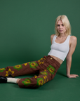 Floral Painted Work Pants in Brown and Cropped Tank in Vintage Tee White on Madeline