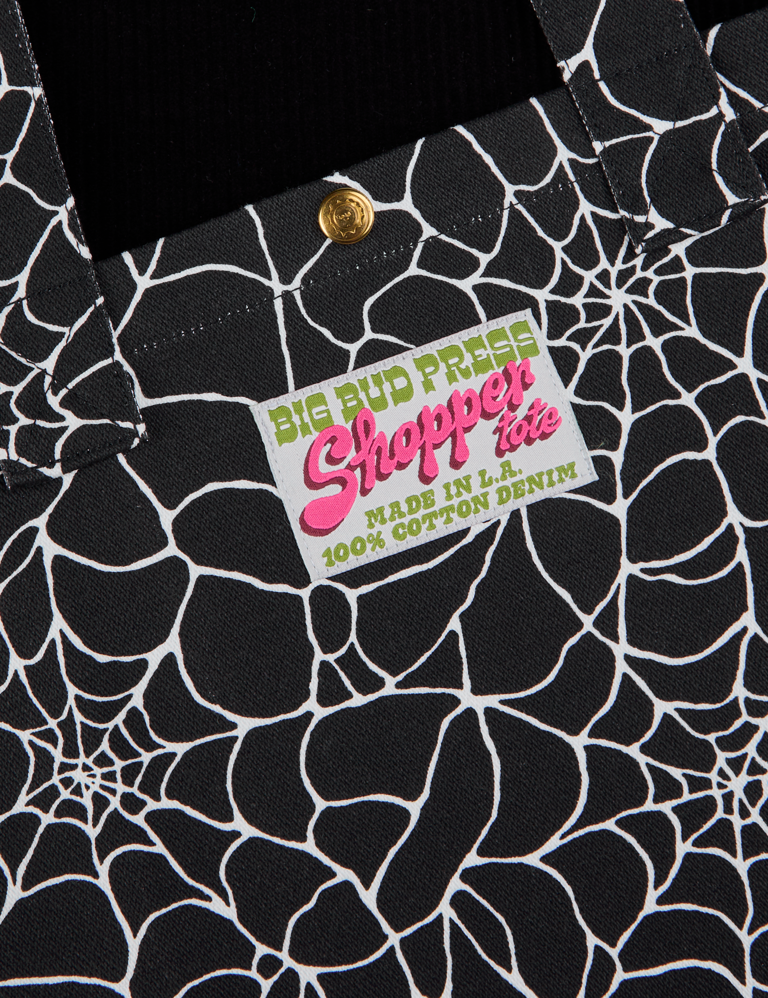 Spider Webs Printed Shopper Tote close up