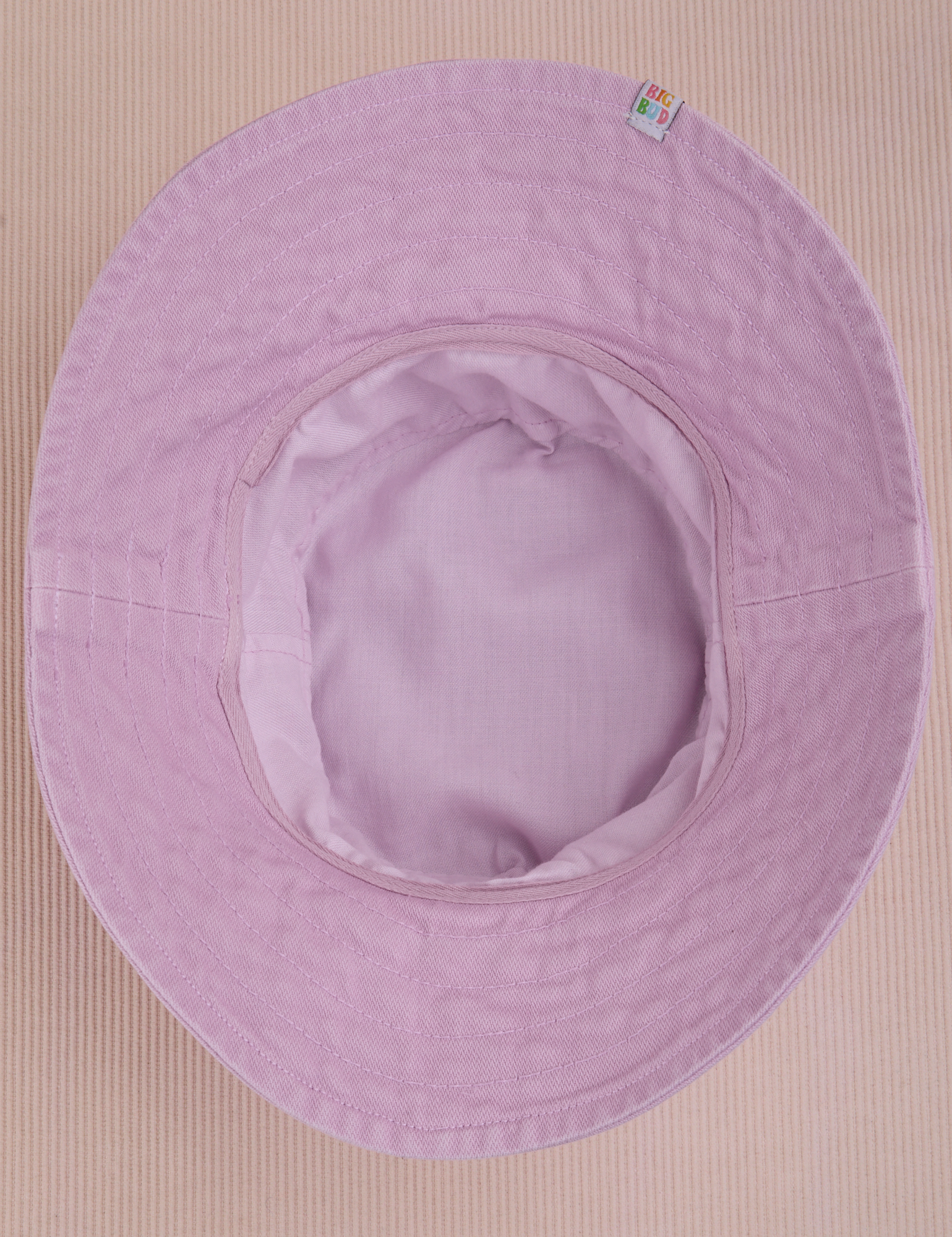 Wide Brim Denim Bucket Hat in Lilac exterior view