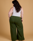 Heritage Wide Leg Trousers in Evergreen back view on Ashley