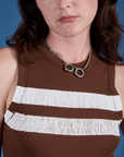 Front close up of Painted Muscle Tee in Fudgesicle Brown on Alex