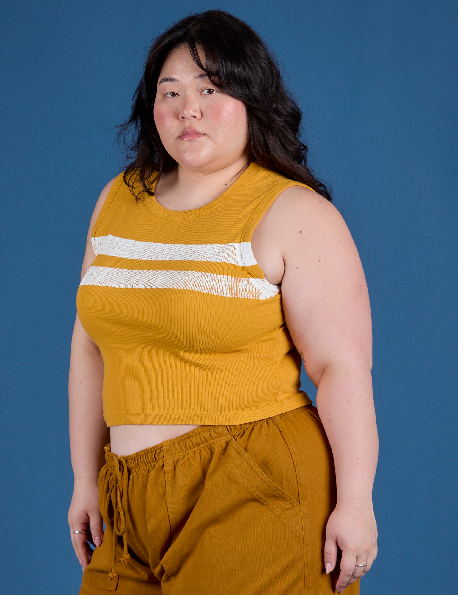 Painted Muscle Tee - Mustard Yellow