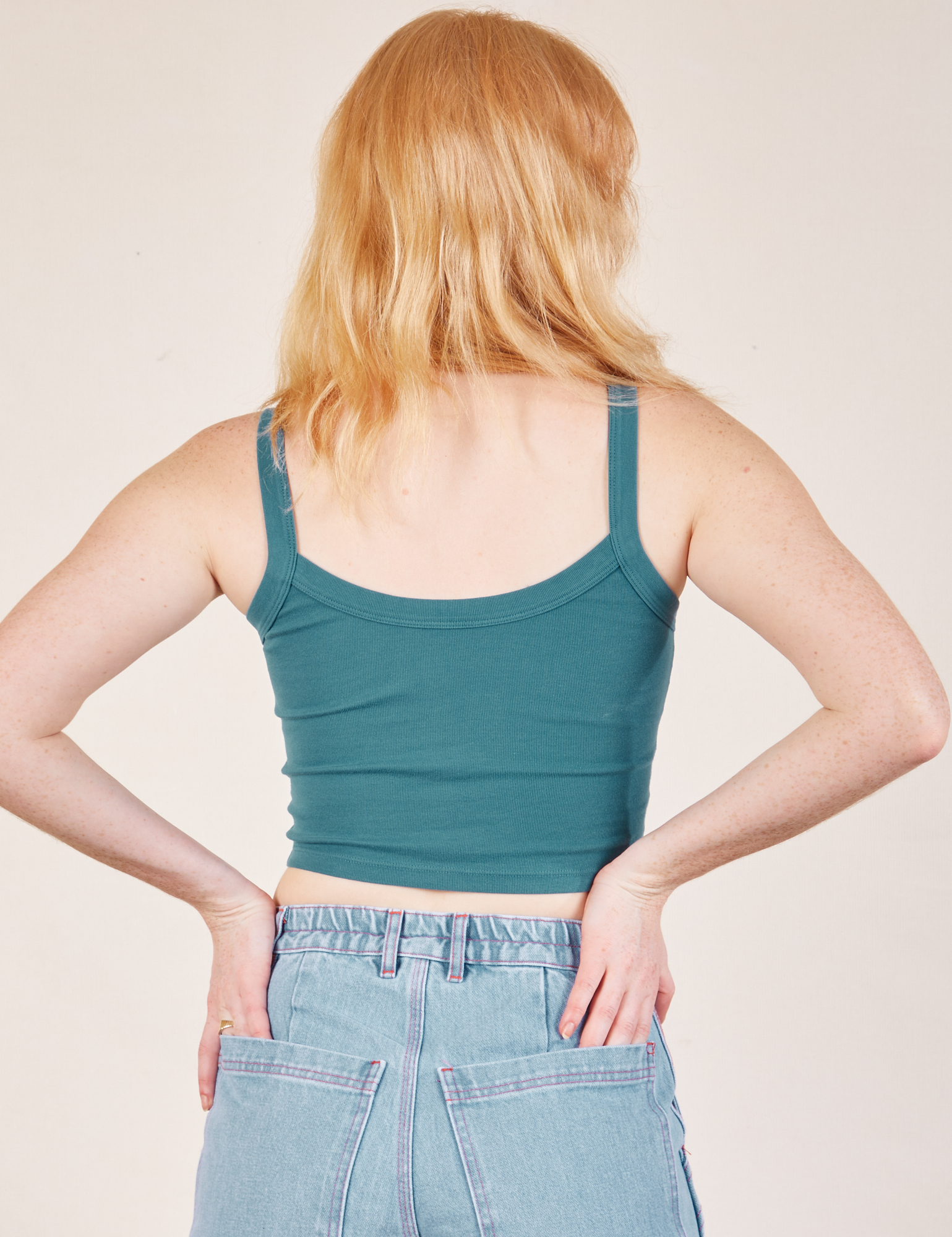 Cropped Cami in Marine Blue back view on Margaret