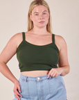 Lish is 5’8” and wearing M Cropped Cami in Swamp Green