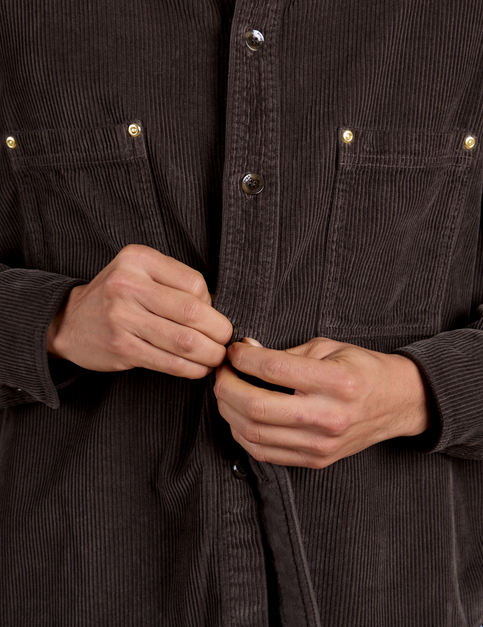 Cropped Corduroy Overshirt - Espresso Brown