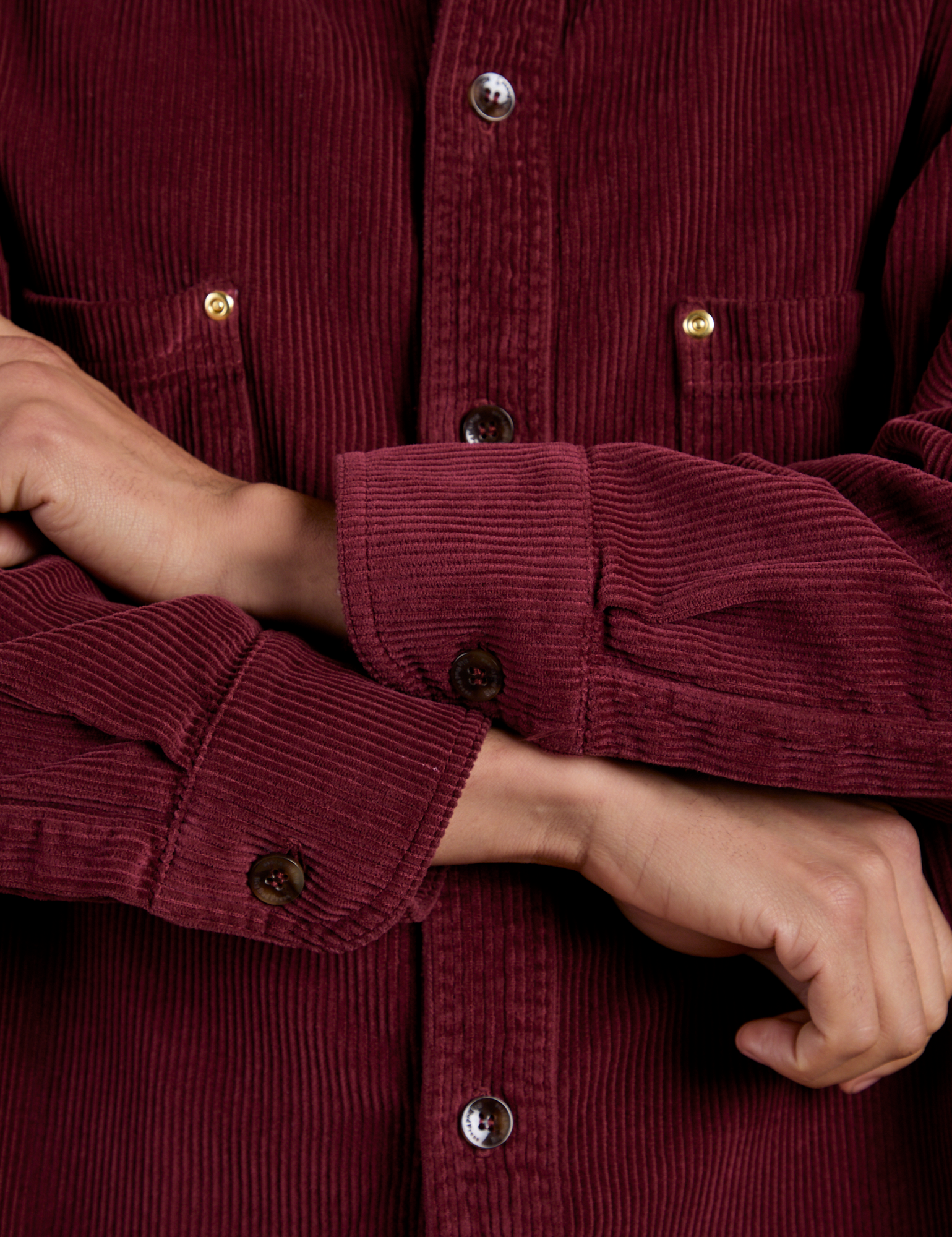 Cropped Corduroy Overshirt - Red Wine