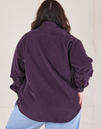 Back view of Corduroy Overshirt in Nebula Purple on Ashley