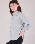 Cropped Overshirt in Stone White side view on Alex