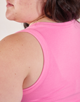 Cropped Tank Top in Bubblegum Pink back shoulder close up on Ashley