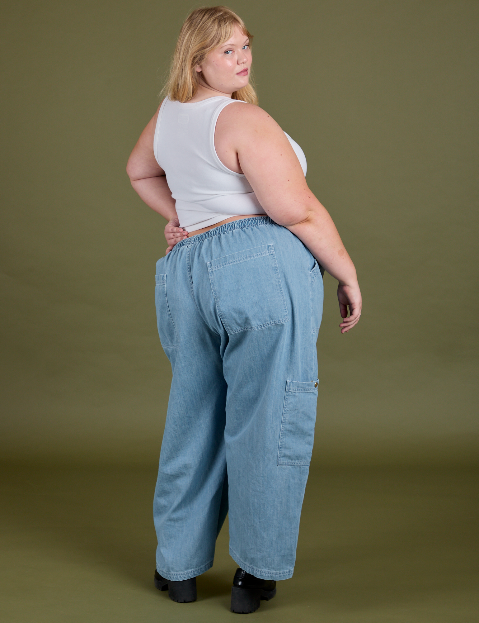 TRY-A-STYLE - Denim Drop Pocket Pants - Light Wash *FINAL SALE*