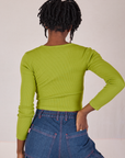 Long Sleeve V-Neck Tee in Gross Green back view on Cheyann