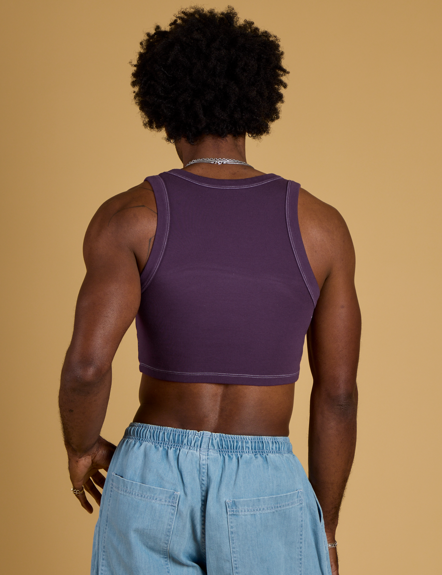 Contrast Stitch Mini Tank - Nebula Purple