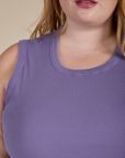 Front close up of Muscle Tee in Faded Grape on Juliet