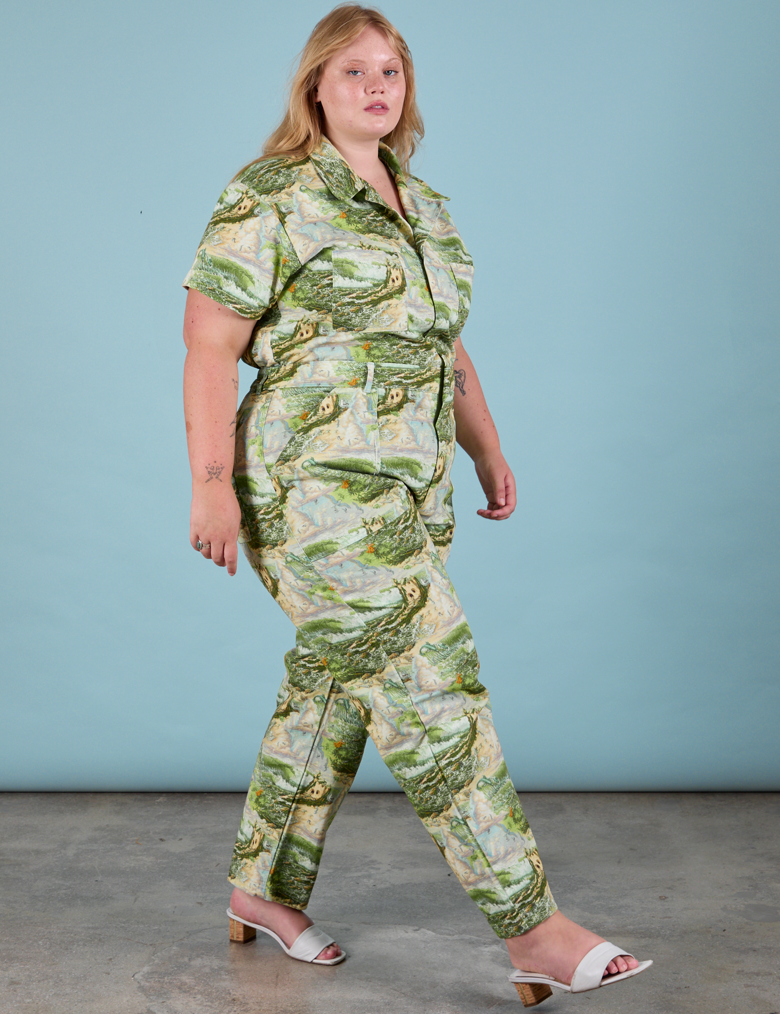 Ocean and Sky Jumpsuit side view on Juliet