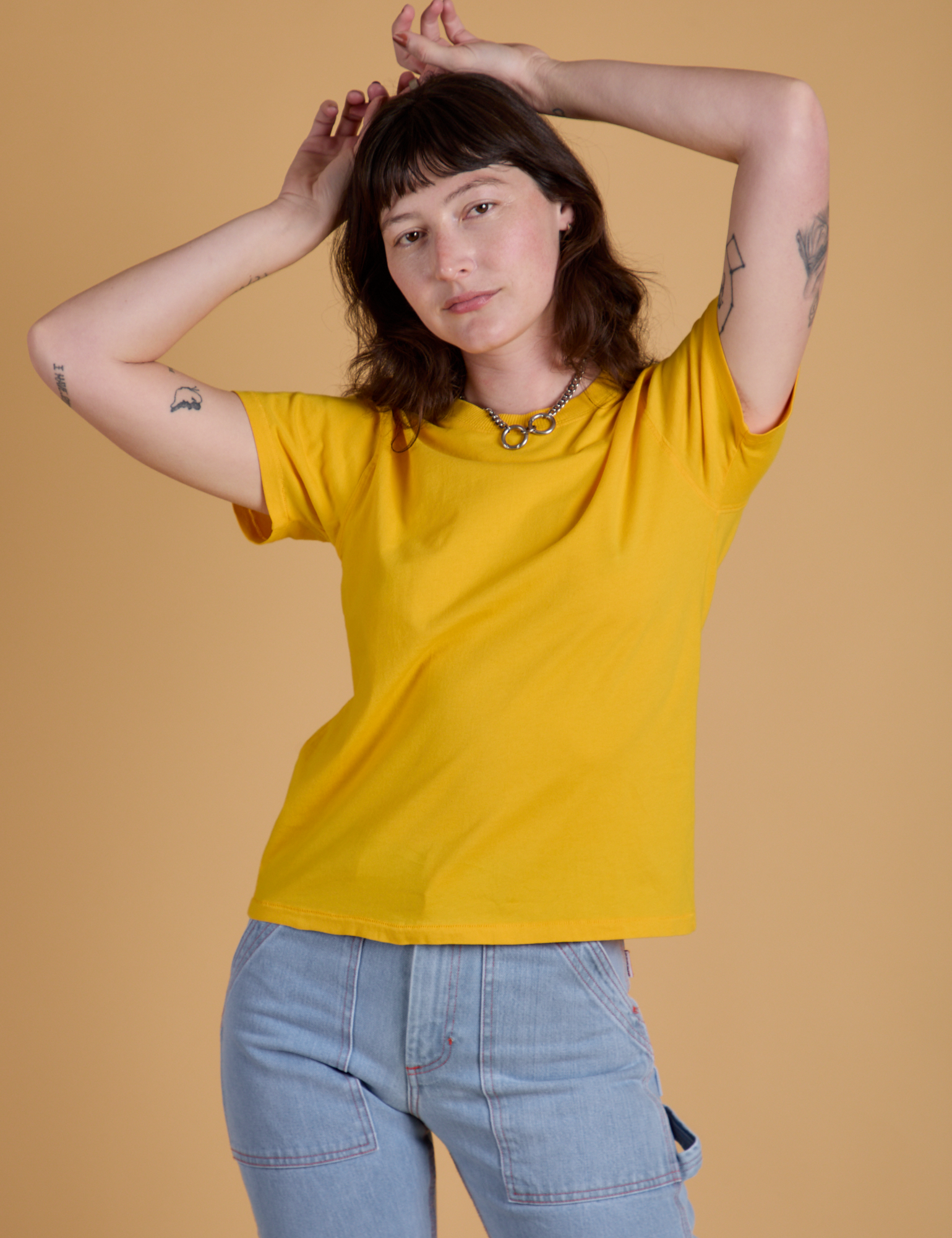 Organic Vintage Tee in Sunshine Yellow on Alex