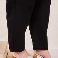 Pant leg close up of Organic Trousers in Basic Black worn by Ashley