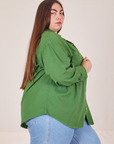 Side view of Oversize Overshirt in Lawn Green on Marielena