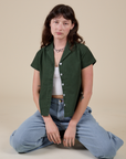 Pantry Button-Up in Swamp Green on Alex