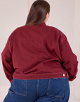 Mechanic Jacket in Mustang Red back view on Marielena