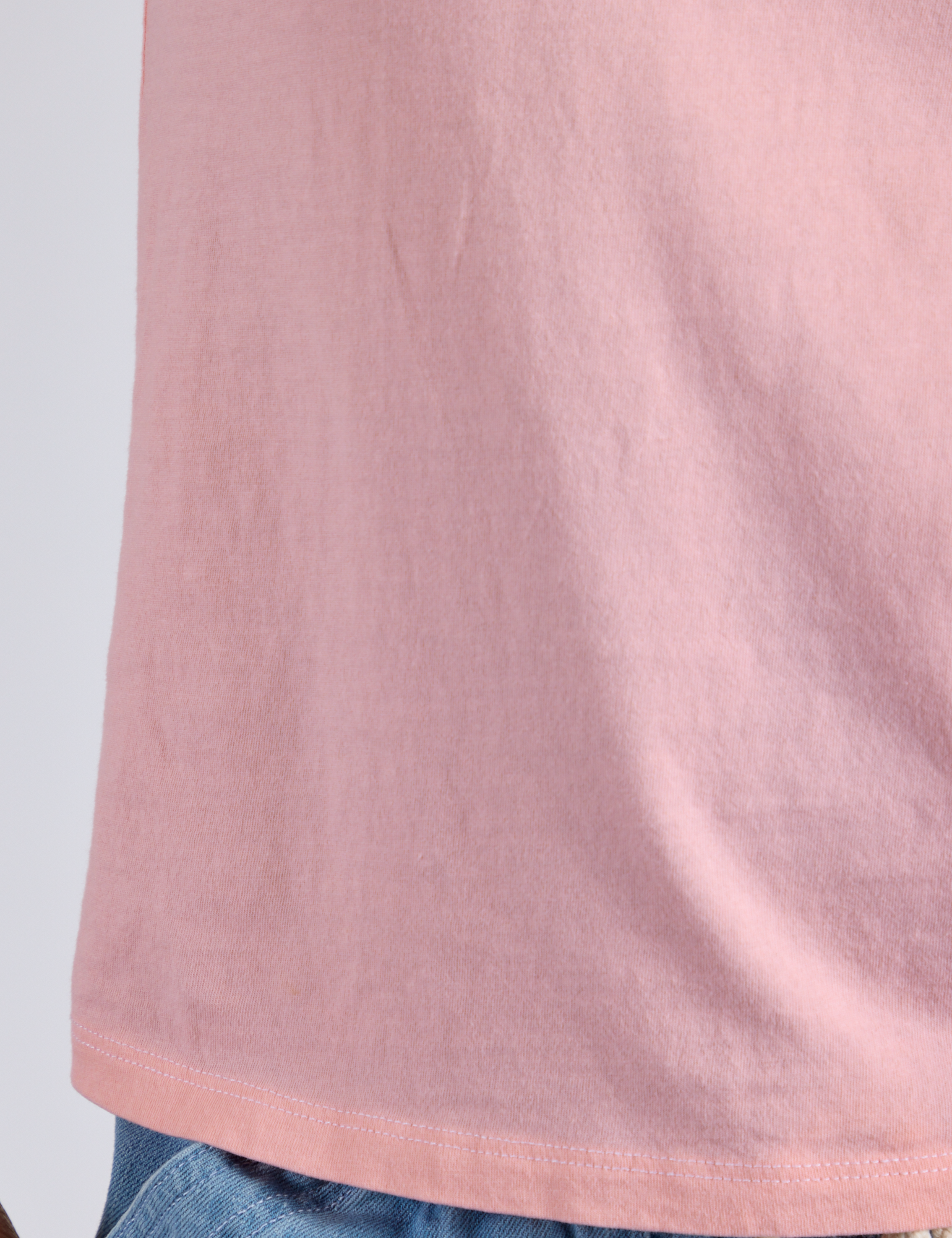 Jr. Varsity Tee in Baby Pink body close up