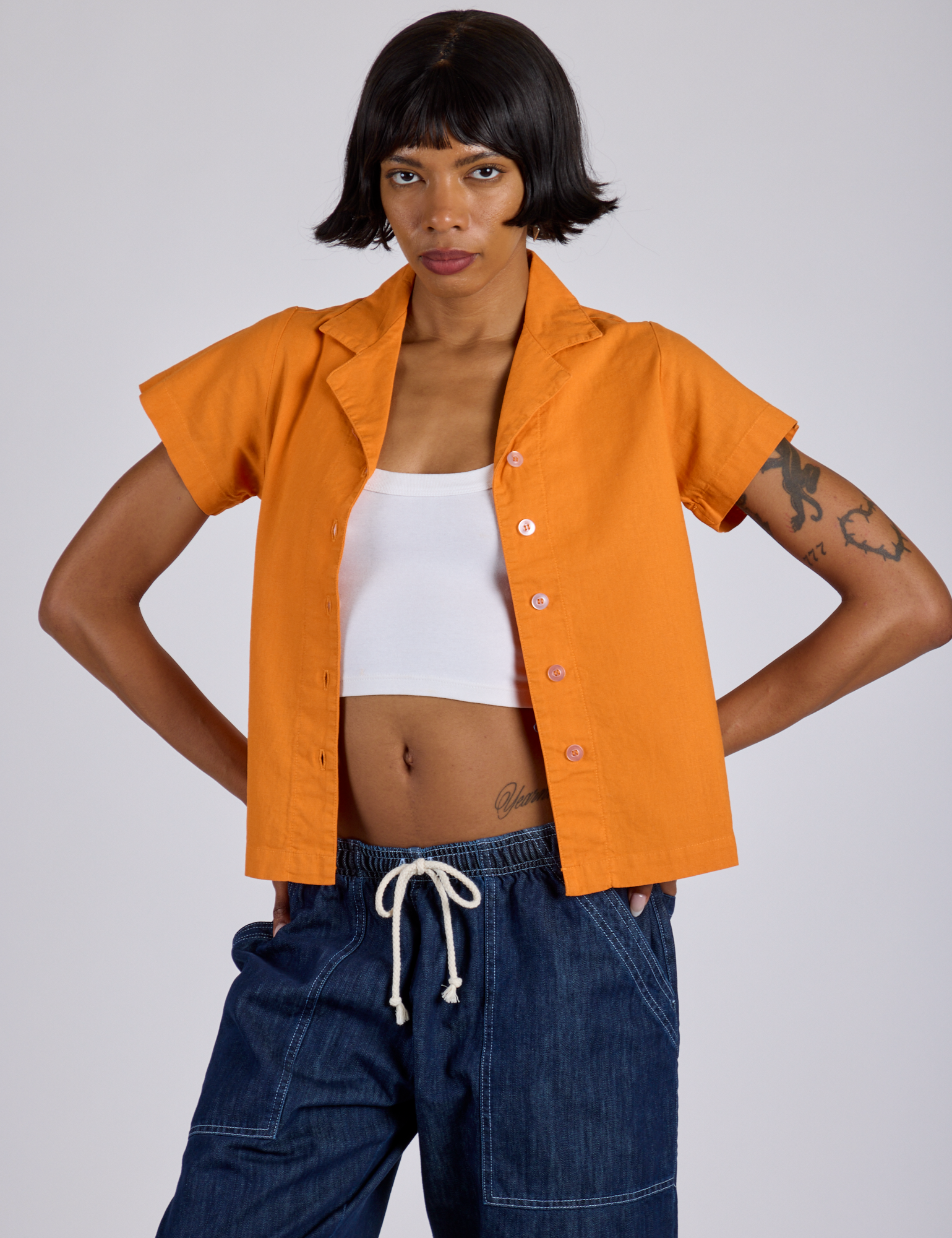Pantry Button-Up - Creamsicle Orange