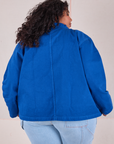 Denim Work Jacket in Royal Blue back view on Morgan