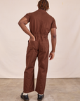 Short Sleeve Jumpsuit in Fudgesicle Brown back view on Issac