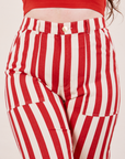 Work Pants in Cherry Stripe front close up on Sydney