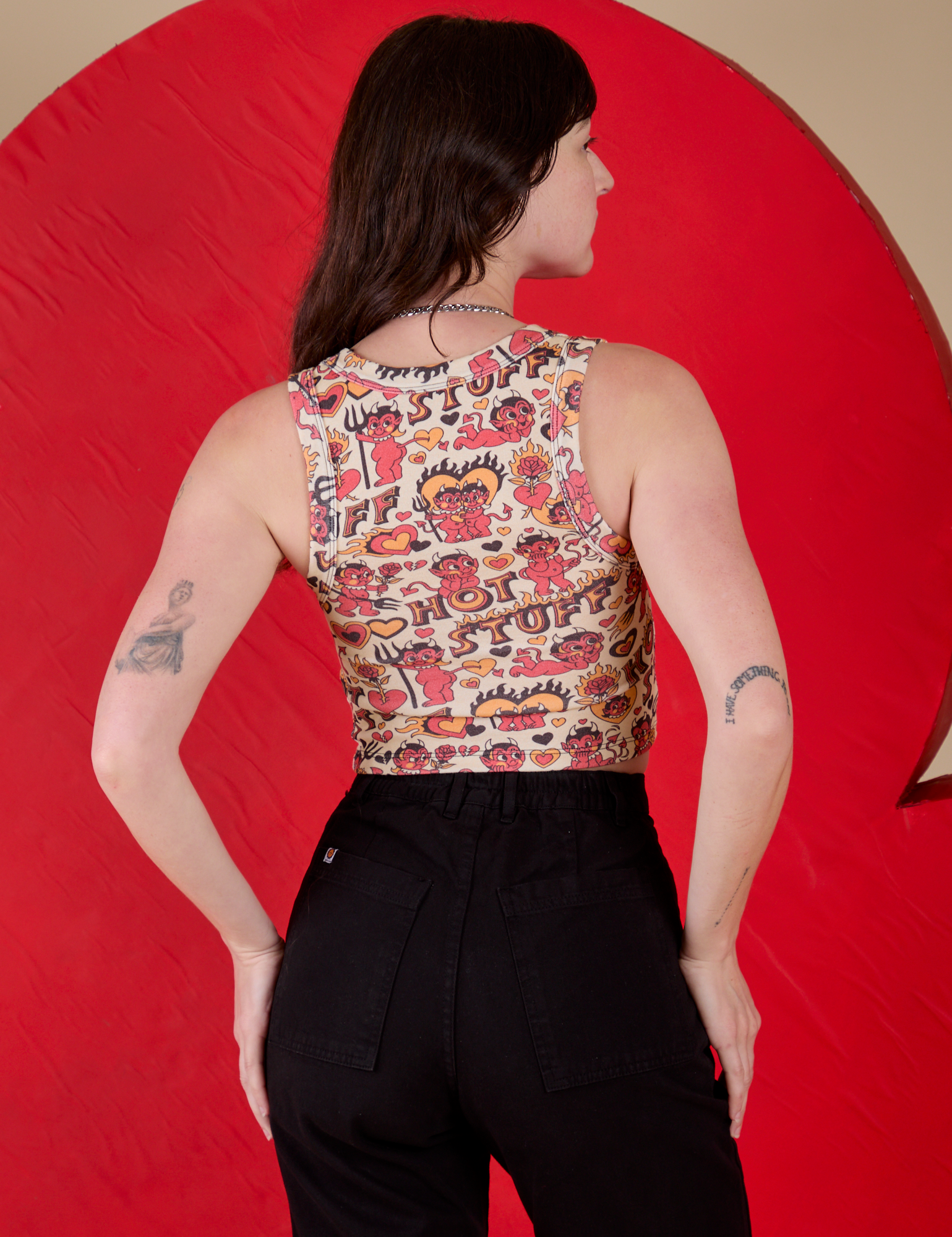 Cropped Tank Top - Hot Stuff Print