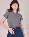 Organic Vintage Tee in Washed Grey worn by Alex