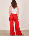 Wide Leg Sweat Pants in Mustang Red back view on Alex