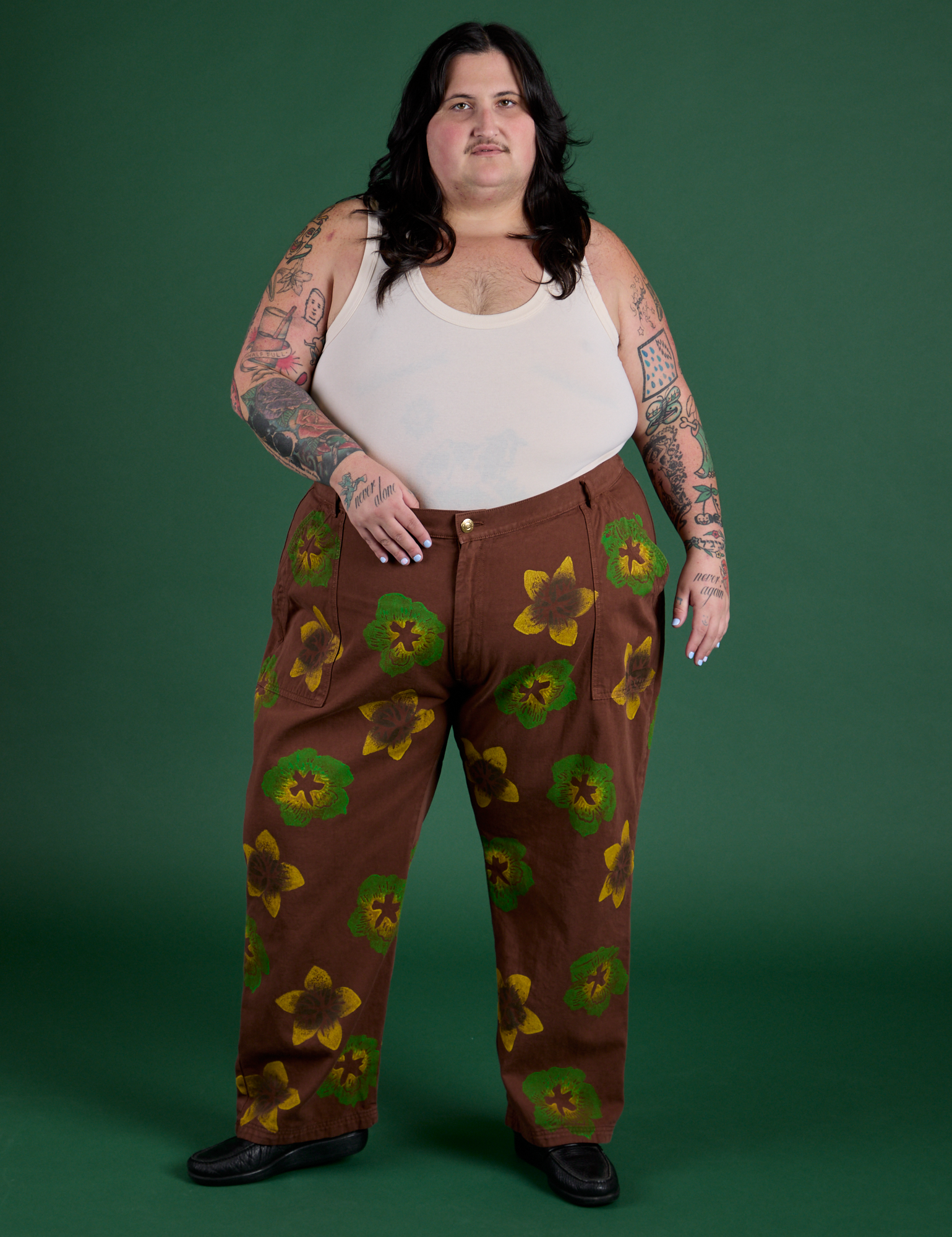 Floral Painted Work Pants - Brown – BIG BUD PRESS