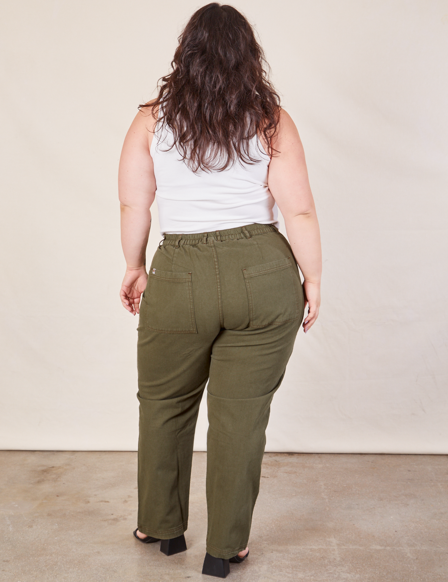 Work Pants in Surplus Green back view on Ashley