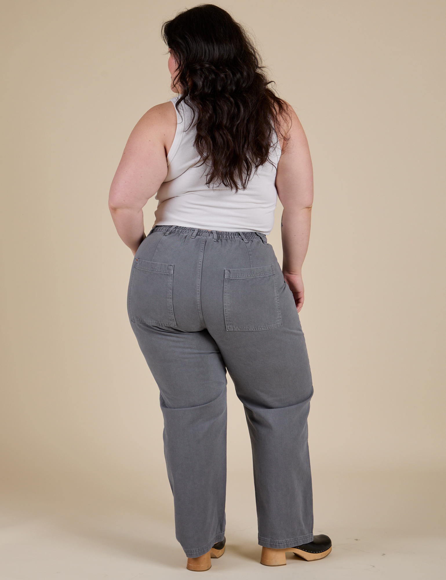 Work Pants in Washed Grey back view on Ashley
