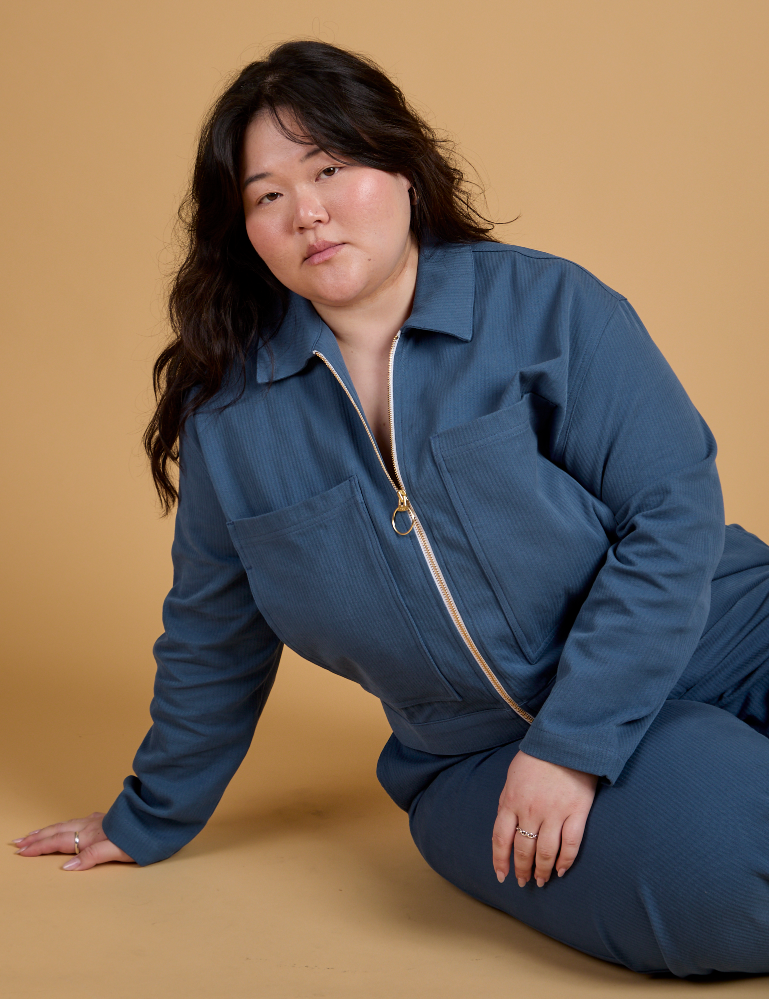 Heritage Mechanic Jacket in French Blue worn by Ashley