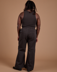 Back view of Work Pants in Espresso Brown and matching Tank Top on Demi