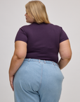 Back view of Baby Tee in Nebula Purple on Juliet