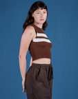 Painted Muscle Tee in Fudgesicle Brown side view on Alex