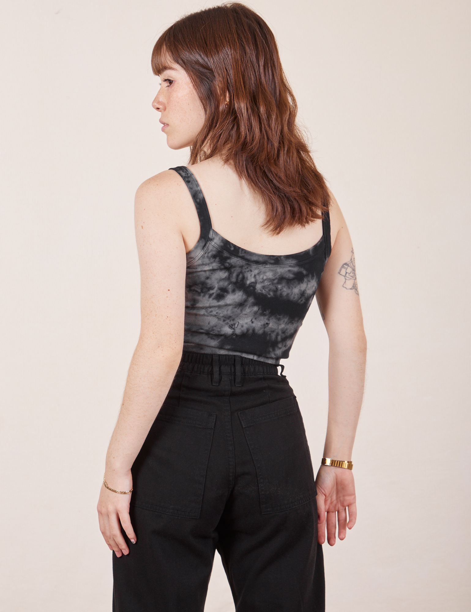 Back view of Cropped Cami in Black Magic Waters worn by Hana