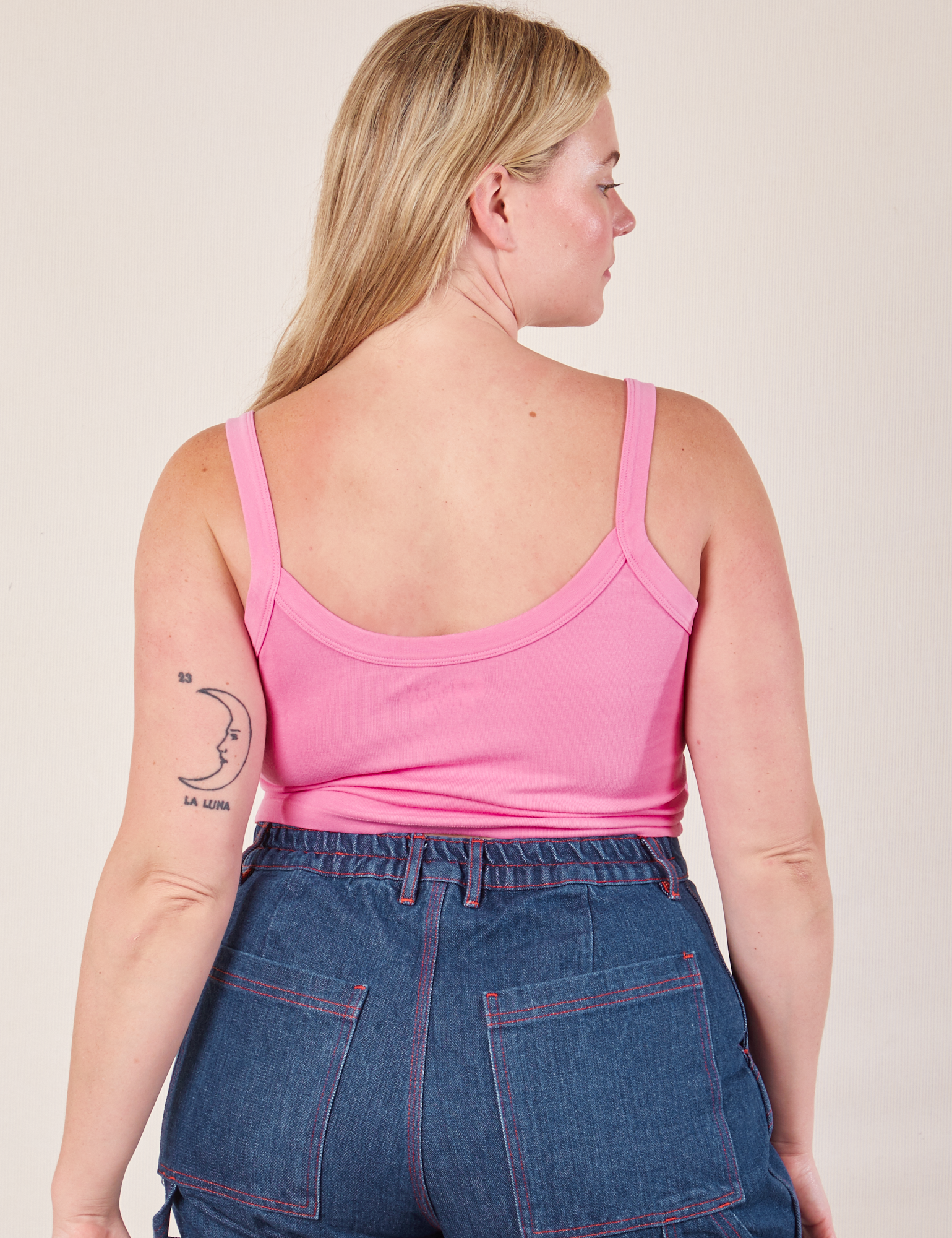 Cropped Cami in Bubblegum Pink back view on Lish