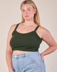 Cropped Cami in Swamp Green angled front view on Lish