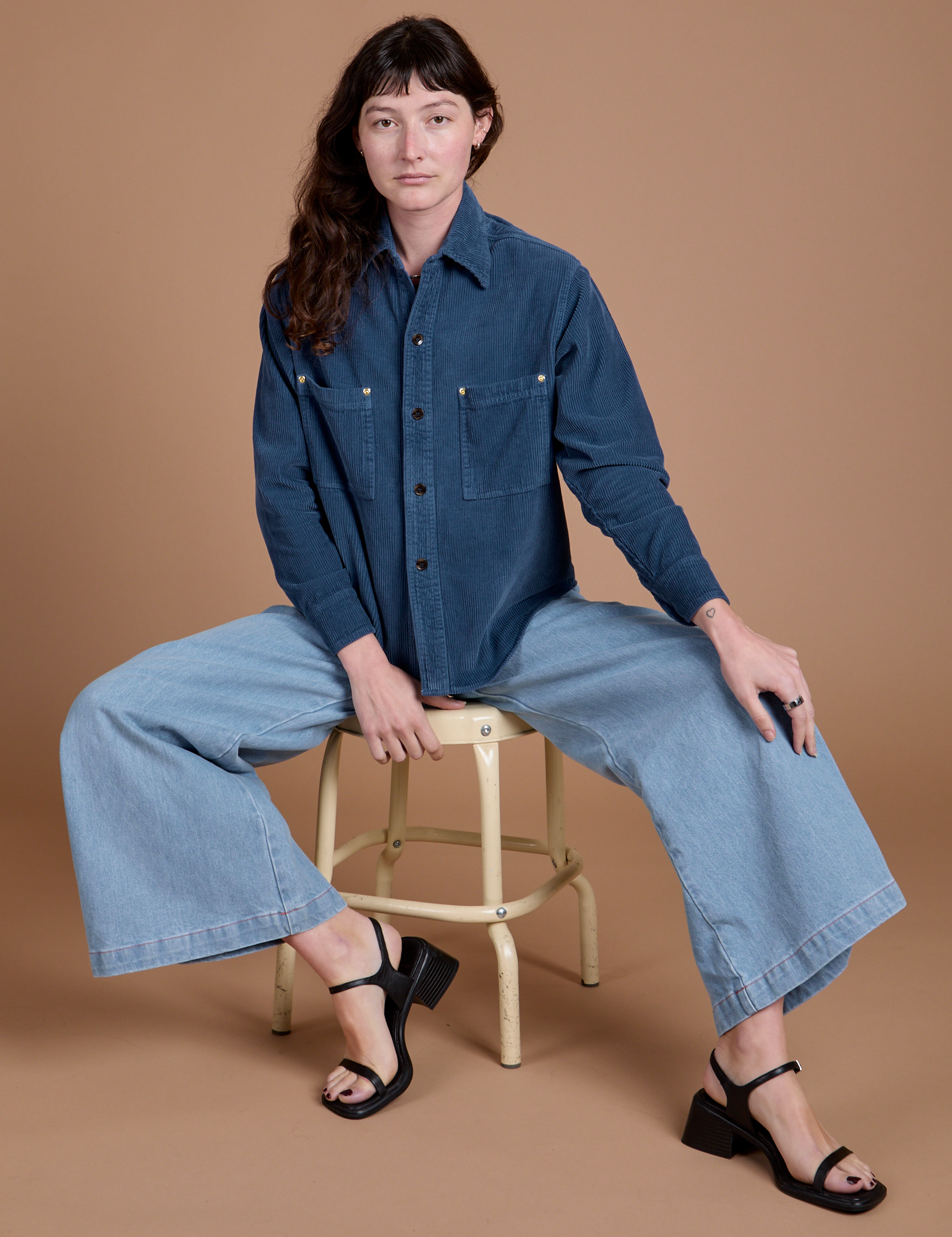 Cropped Corduroy Overshirt - French Blue
