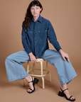 Cropped Corduroy Overshirt - French Blue