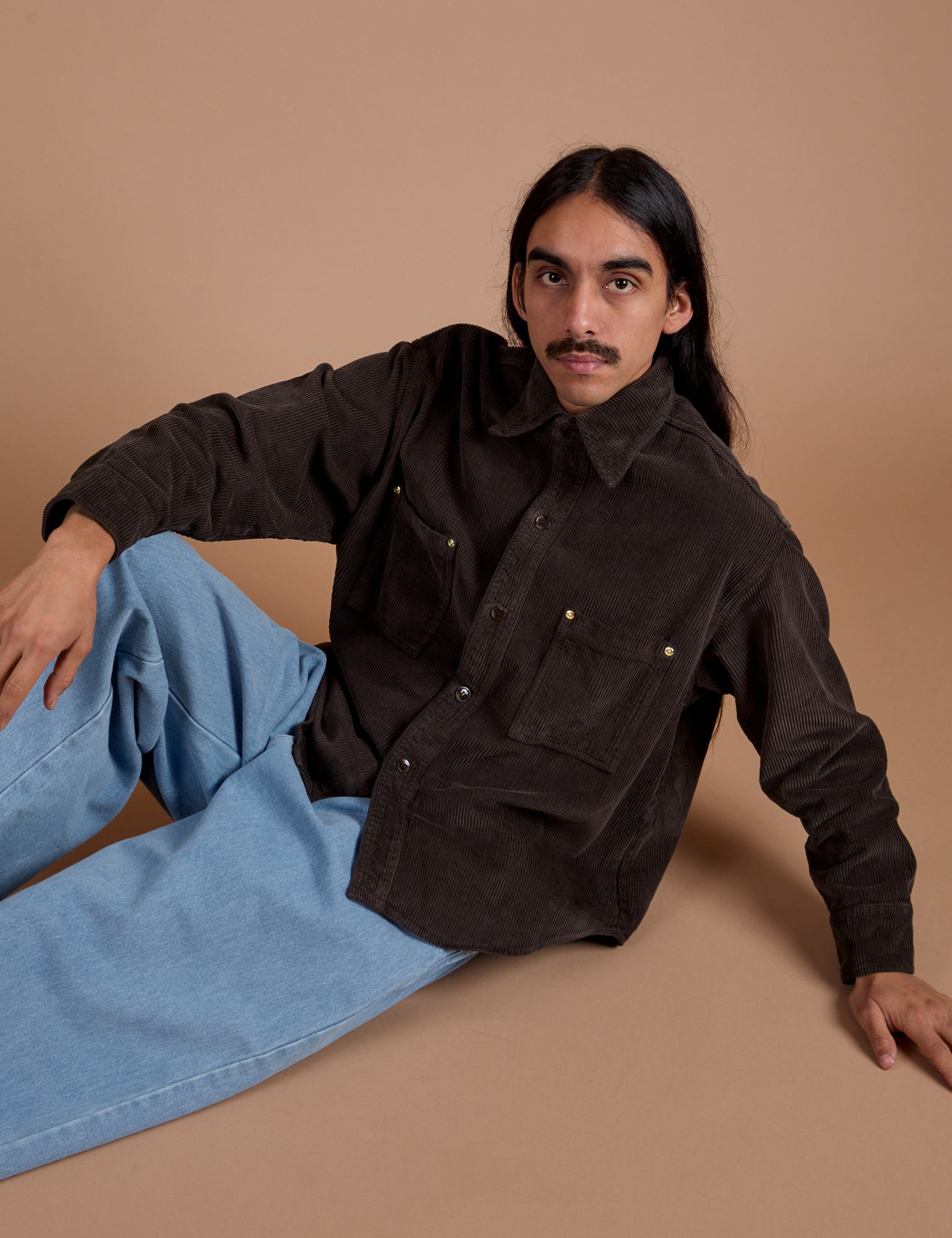Cropped Corduroy Overshirt - Espresso Brown