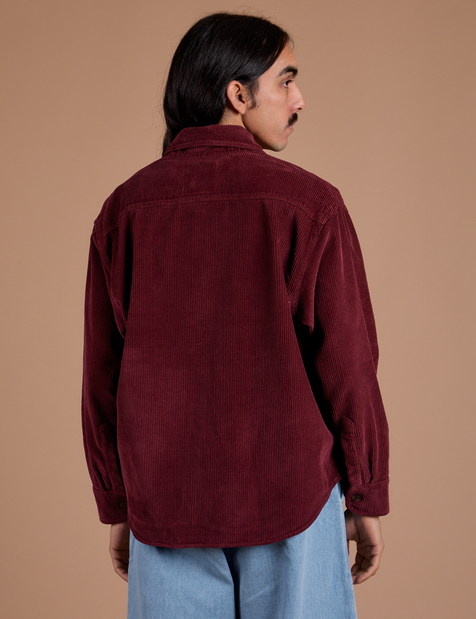 Cropped Corduroy Overshirt - Red Wine