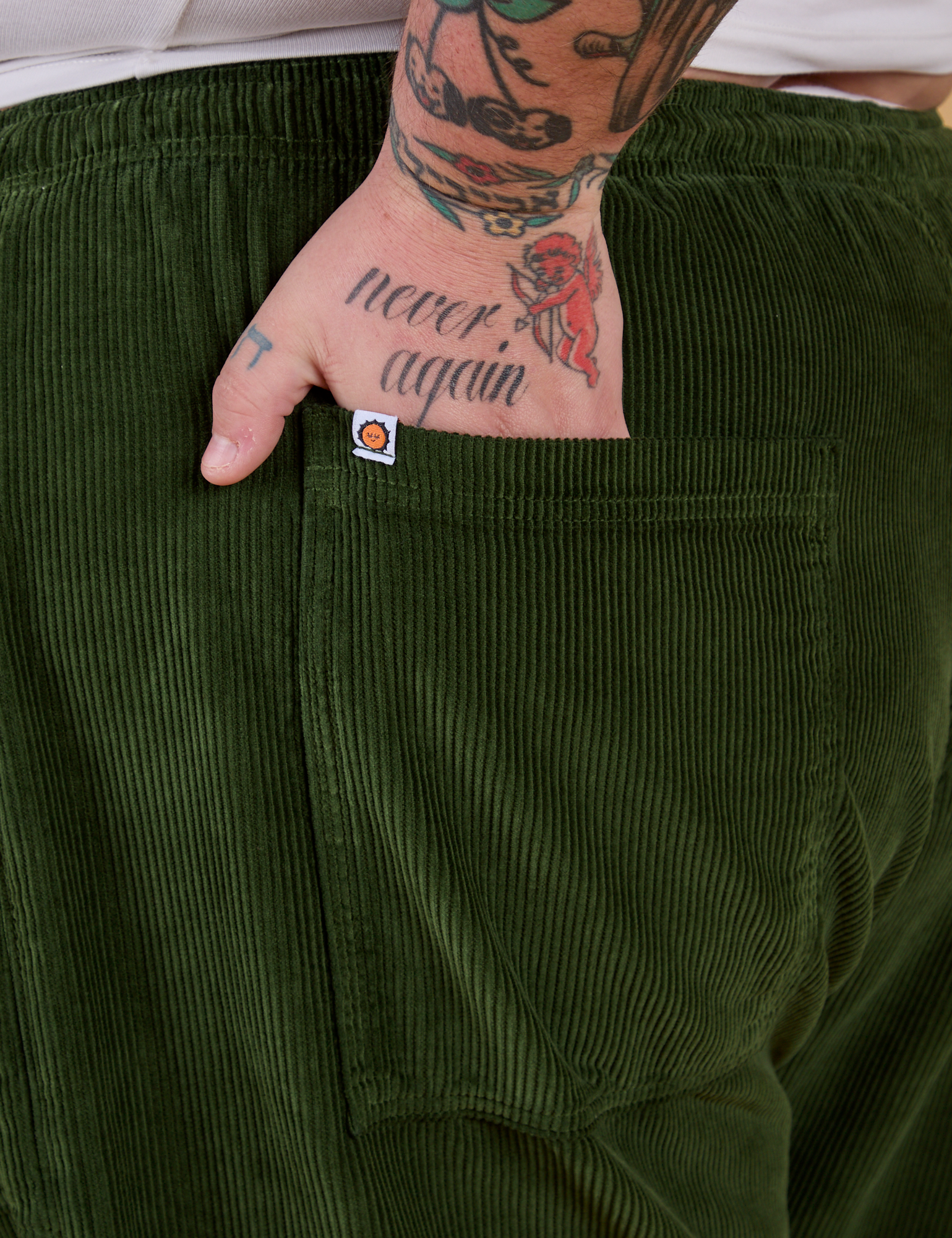 Corduroy Drop Pocket Cargo Pants - Evergreen