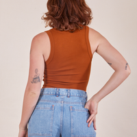 Back view of Cropped Tank Top in Burnt Terracotta on Alex