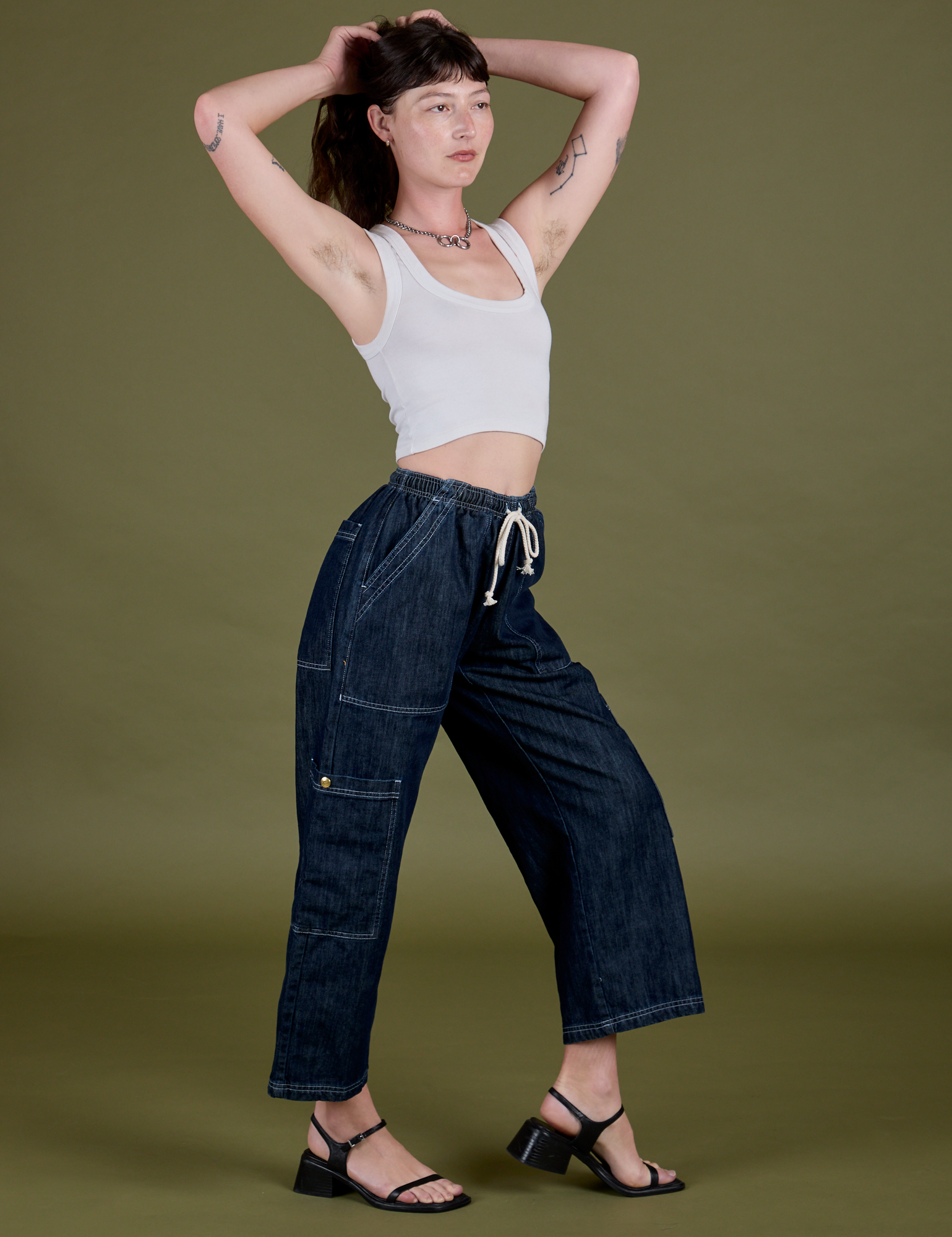 TRY-A-STYLE - Denim Drop Pocket Pants - Dark Wash *FINAL SALE*