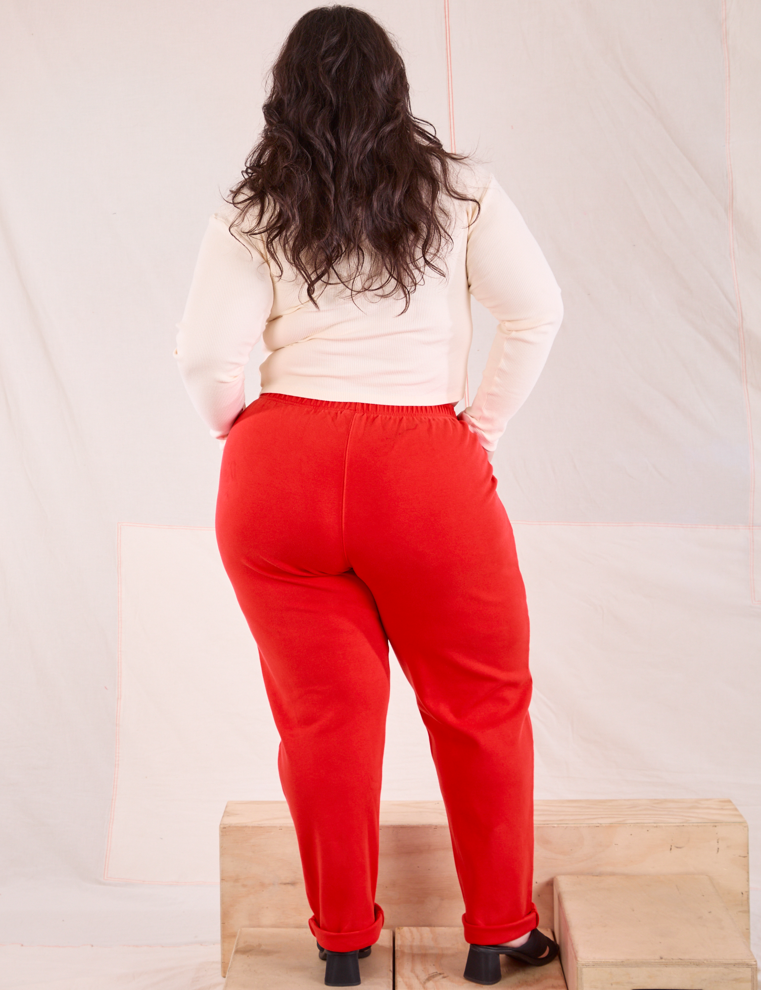 Easy Pants in Mustang Red back view on Ashley